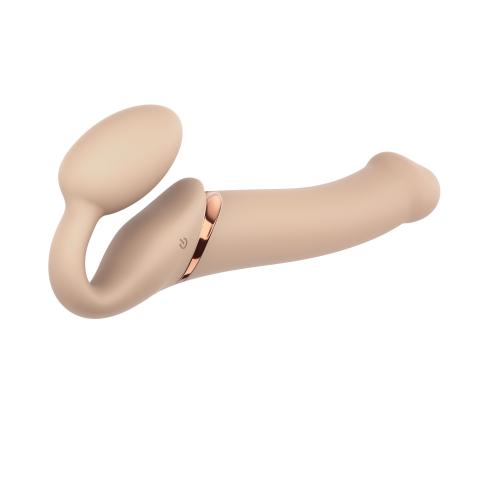 Strap On Me - Halterloser vibrierender Strap-on Dildo - Größe L - Beige von Strap-On-Me günstig kaufen